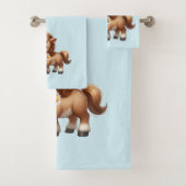 Niedlich Pony Eating Daisies Badhandtuch Set (Insitu)