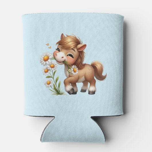 Niedlich Pony Eating Daisies Dosenkühler (Rückseite)
