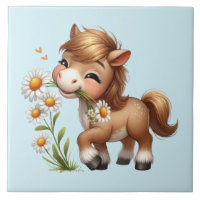 Niedlich Pony Eating Daisies