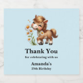 Niedlich Pony Eating Daisies Geburtstag Bierflaschenetikett (Einzelnes Label)