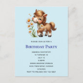 Niedlich Pony Eating Daisies Geburtstag Einladungspostkarte (Vorderseite)