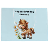 Niedlich Pony Eating Daisies Geburtstag Große Geschenktüte (Rückseite)