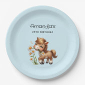 Niedlich Pony Eating Daisies Geburtstag Pappteller (Vorderseite)