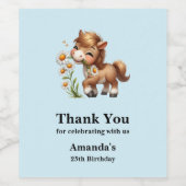 Niedlich Pony Eating Daisies Geburtstag Weinetikett (Einzelnes Label)