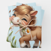 Niedlich Pony Eating Daisies Geschenkpapier Set (Beispiel)