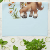 Niedlich Pony Eating Daisies Geschirrtuch (Gefaltet)