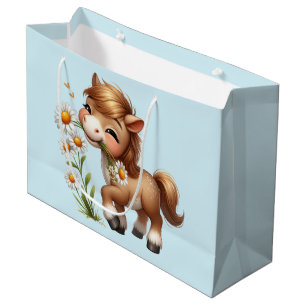 Niedlich Pony Eating Daisies Große Geschenktüte