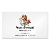 Niedlich Pony Eating Daisies Magnetische Visitenkarte (Vorderseite)