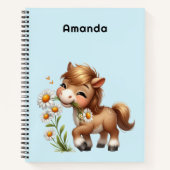 Niedlich Pony Eating Daisies Notizblock (Vorderseite)