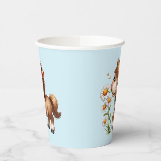 Niedlich Pony Eating Daisies Pappbecher (Links)