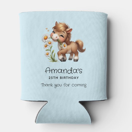 Niedlich Pony Eating Daisies Party Dosenkühler (Rückseite)