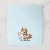 Niedlich Pony Eating Daisies Platzkarte (Außenseite Aufgefaltet)