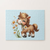 Niedlich Pony Eating Daisies Puzzle (Horizontal)