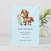 Niedlich Pony Eating Daisies Save The Date (Stehend Vorderseite)