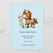 Niedlich Pony Eating Daisies Save The Date (Vorne/Hinten)