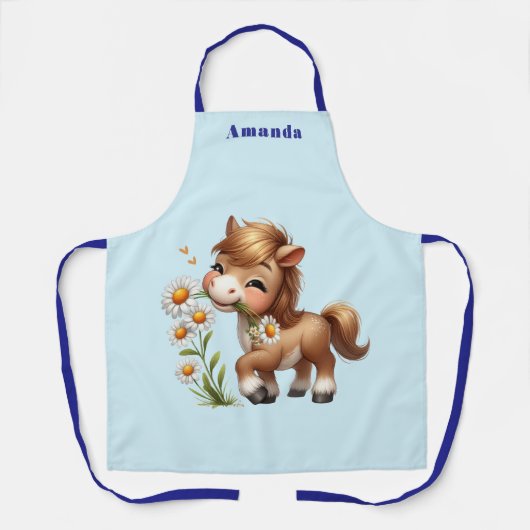 Niedlich Pony Eating Daisies Schürze (Vorderseite)