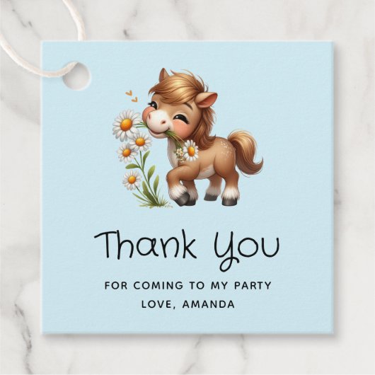 Niedlich Pony Eating Daisies Vielen Dank Geschenkanhänger (Vorderseite)