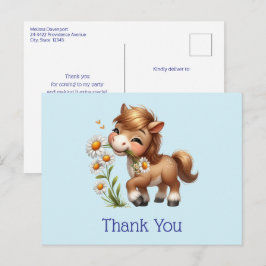Niedlich Pony Eating Daisies Vielen Dank Postkarte