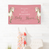 Niedlich Pony Pink Baby Dusche Begrüßungszeichen Banner (Insitu)