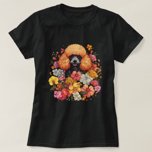 Niedlich Poodle Blume Bouquet T 1 T-Shirt (Design vorne)