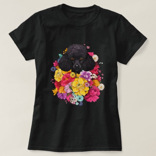 Niedlich Poodle Blume Bouquet T T-Shirt (Design vorne)