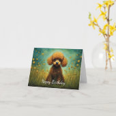 Niedlich Poodle Blume Glückwunsch zum Geburtstag Karte (Gelbe Blume)