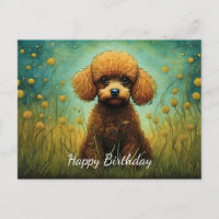 Niedlich Poodle Blume Glückwunsch zum Geburtstag