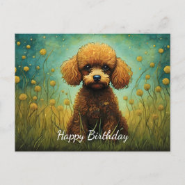 Niedlich Poodle Blume Glückwunsch zum Geburtstag Postkarte
