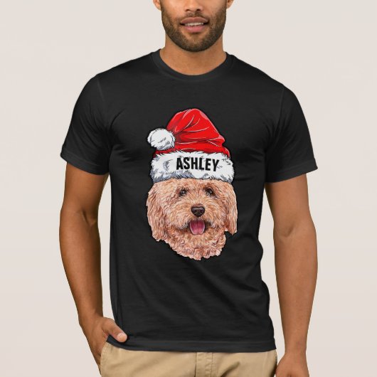 Niedlich Poodle Christmas Hat Dog Big T-Shirt (Vorderseite)