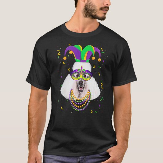Niedlich Poodle Dog Mardi Gras Festival Moon and S T-Shirt (Vorderseite)