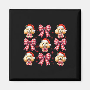 Niedlich Poodle Dog Red Kariert Coquette Bow Weihn Magnet