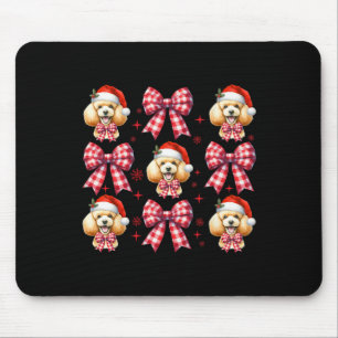Niedlich Poodle Dog Red Kariert Coquette Bow Weihn Mousepad