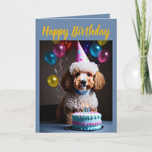 Niedlich Poodle Geburtstag Karte (Vorderseite)