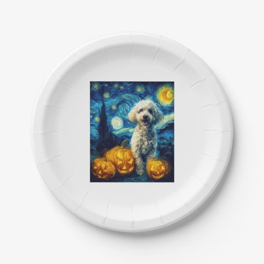 Niedlich Poodle Hund Halloween Kürbislaterne Pumpk Pappteller (Vorderseite)