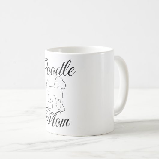 Niedlich Poodle Line Art Coffee Cup - Hundeschild Kaffeetasse (VorderseiteRechts)