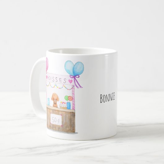 Niedlich Poodle Puppy Kissing Booth Personalisiert Kaffeetasse (Vorderseite Links)