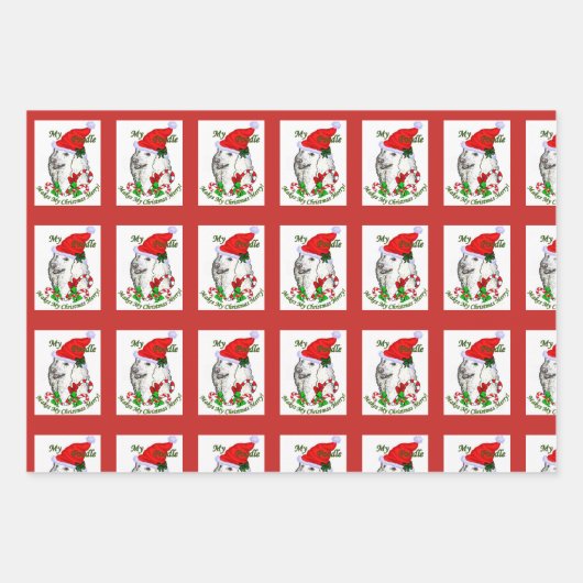 Niedlich Poodle Weihnachten Geschenkpapier Set (Vorderseite 3)