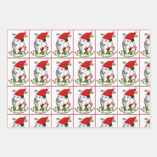Niedlich Poodle Weihnachten Geschenkpapier Set (Vorderseite)