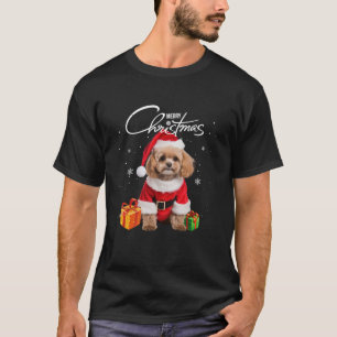 Niedlich Poodle Weihnachtsmannmütze Frohe Weihnach T-Shirt