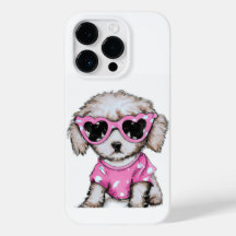 Niedlich Poodle Welpe mit rosa Sonnenbrille