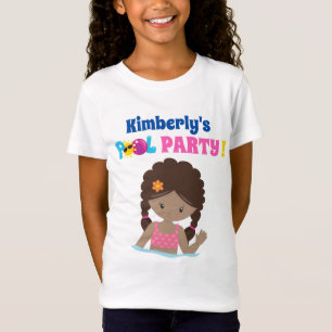 Niedlich Pool Party Afro American Birthday Girl T-Shirt