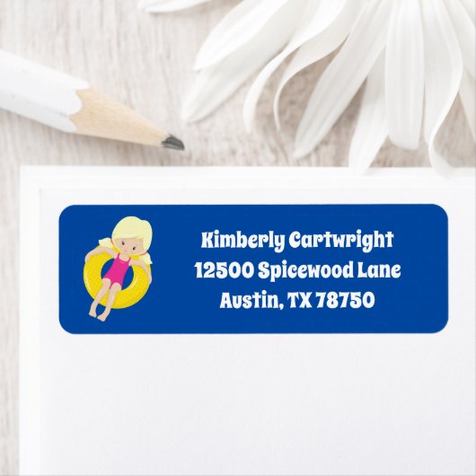 Niedlich Pool Party Blonde Girl Swim Rücksendeadre (Insitu)