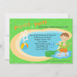 Niedlich Pool Party Boys Geburtstag Einladung