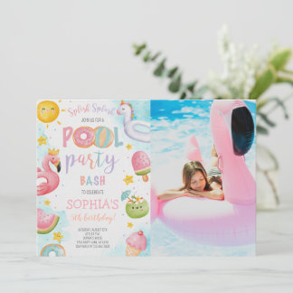 Niedlich Pool Party Geburtstag Bash Foto Einladung
