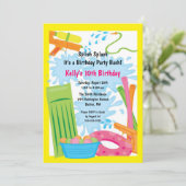 Niedlich Pool Party Geburtstag Einladung (Stehend Vorderseite)