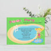 Niedlich Pool Party Mädchen zum Geburtstag Einladu Einladung (Stehend Vorderseite)