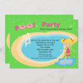 Niedlich Pool Party Mädchen zum Geburtstag Einladu Einladung (Vorne/Hinten)
