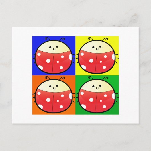 Niedlich Popart Ladybird Postkarte (Vorderseite)