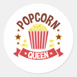 Niedlich Popcorn Queen Lover Girls Runder Aufkleber