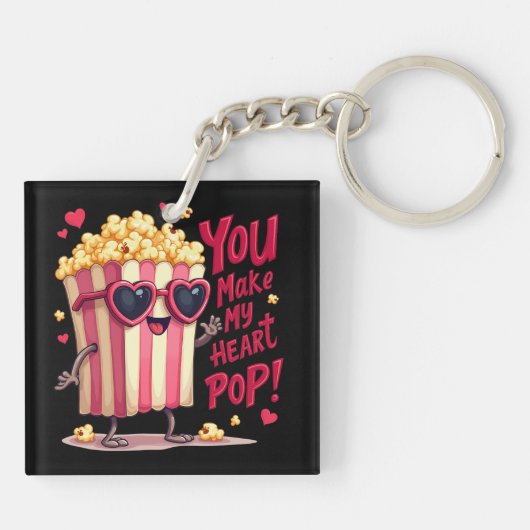 Niedlich Popcorn Valentine Sie machen mein Herz Po Schlüsselanhänger (Rückseite)